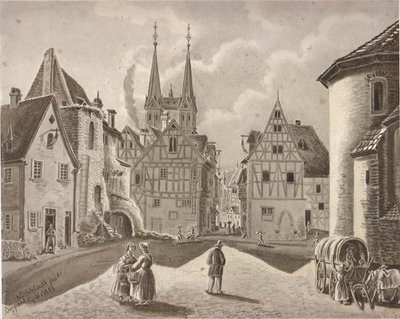 Der Burgplatz vor der kurfürstlichen Burg von Boppard um 1853 von Nikolaus Schlad